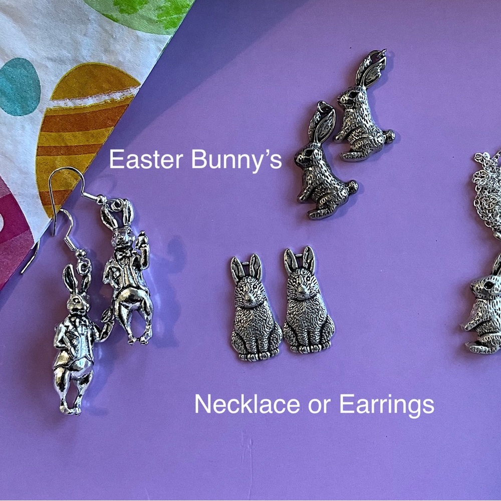 Easter Bunny’s Jewelry. Earrings or Necklace. Great Gift Idea
